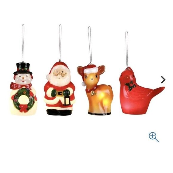 Mr. Christmas Set of 4 Illuminated 5" Blow Mold Ornaments with Gift Bags - Picture 1 of 6